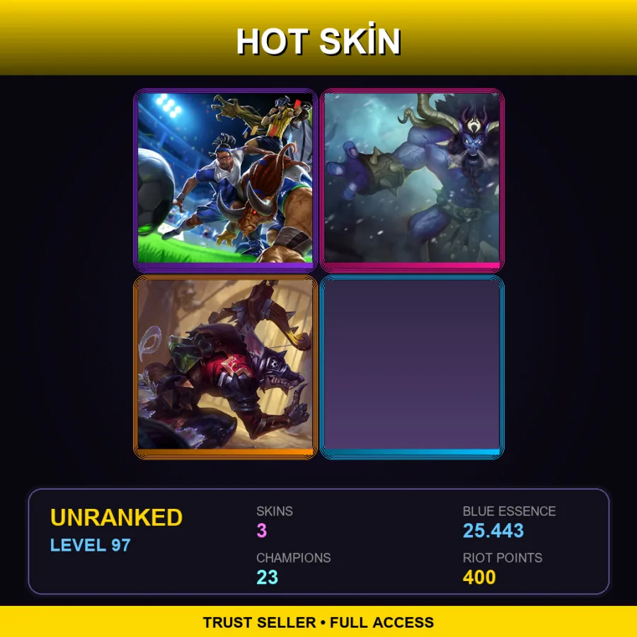 EUW | Lv97 | Unranked | 3 Skin | 23 Champ — Sweeper Alistar