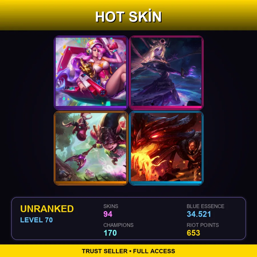NA | Lv70 | Unranked | 94 Skin | 170 Champ