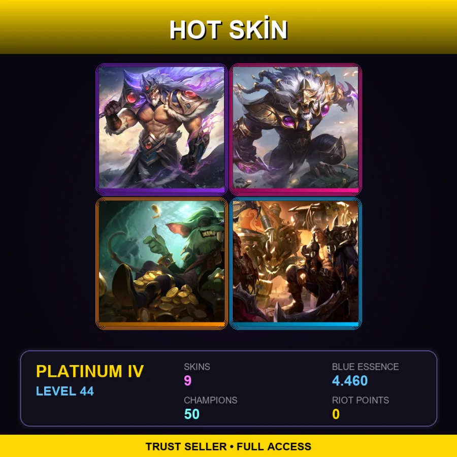 EUW | Lv44 | Platinum IV | 9 Skin | 50 Champ