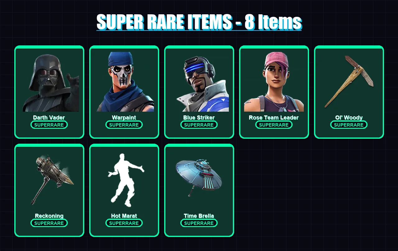 [PS4/PS5/PC] | Darth Vader | Warpaint | Blue Striker | Rose Team Leader | Son Goku | 96 skin | 163 pickaxe | 105 emote | 139 glider | Lv1720