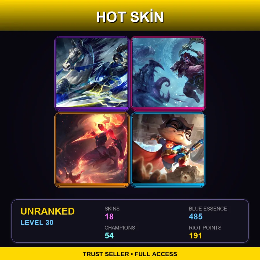 NA | Lv30 | Unranked | 18 Skin | 54 Champ with Nunu & Willump