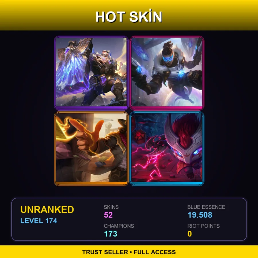 EUW | Victorious Braum | Pulsefire Lucian | High Noon Twisted Fate | Blood Moon Kennen | 52 Skin | 173 Champ | Lv174