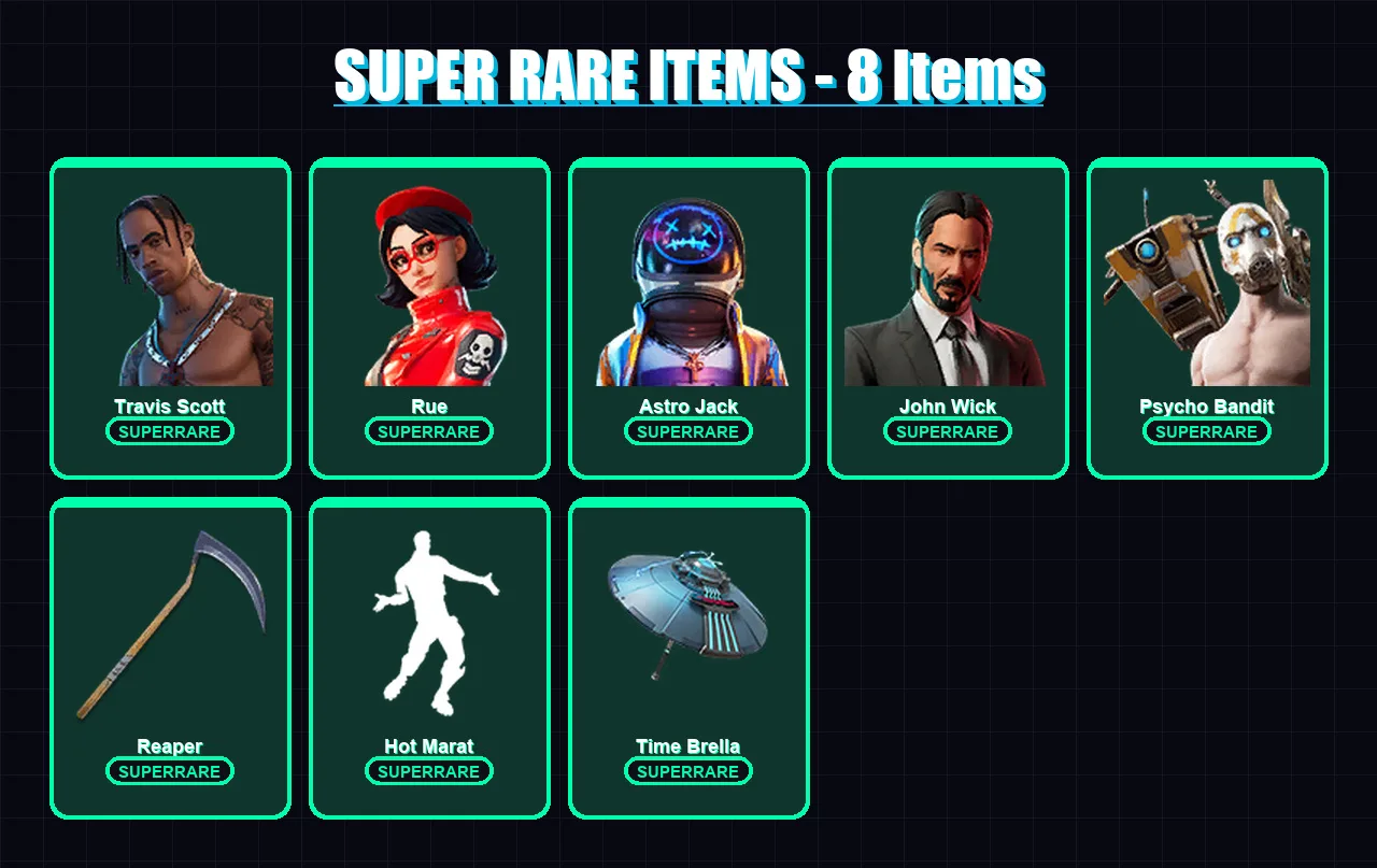 [PC/PSN] | Travis Scott | Rue | Astro Jack | John Wick | Psycho Bandit | 234 skin | 243 pickaxe | 223 emote | 173 glider | Lv2847