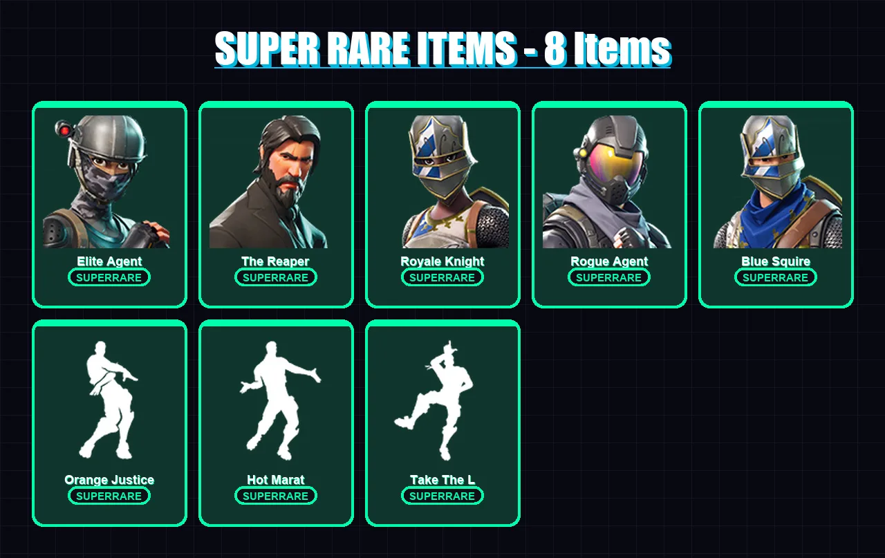 [PC] | Elite Agent | The Reaper | Royale Knight | Rogue Agent | Blue Squire | 21 skin | 18 pickaxe | 32 emote | 22 glider | Lv274