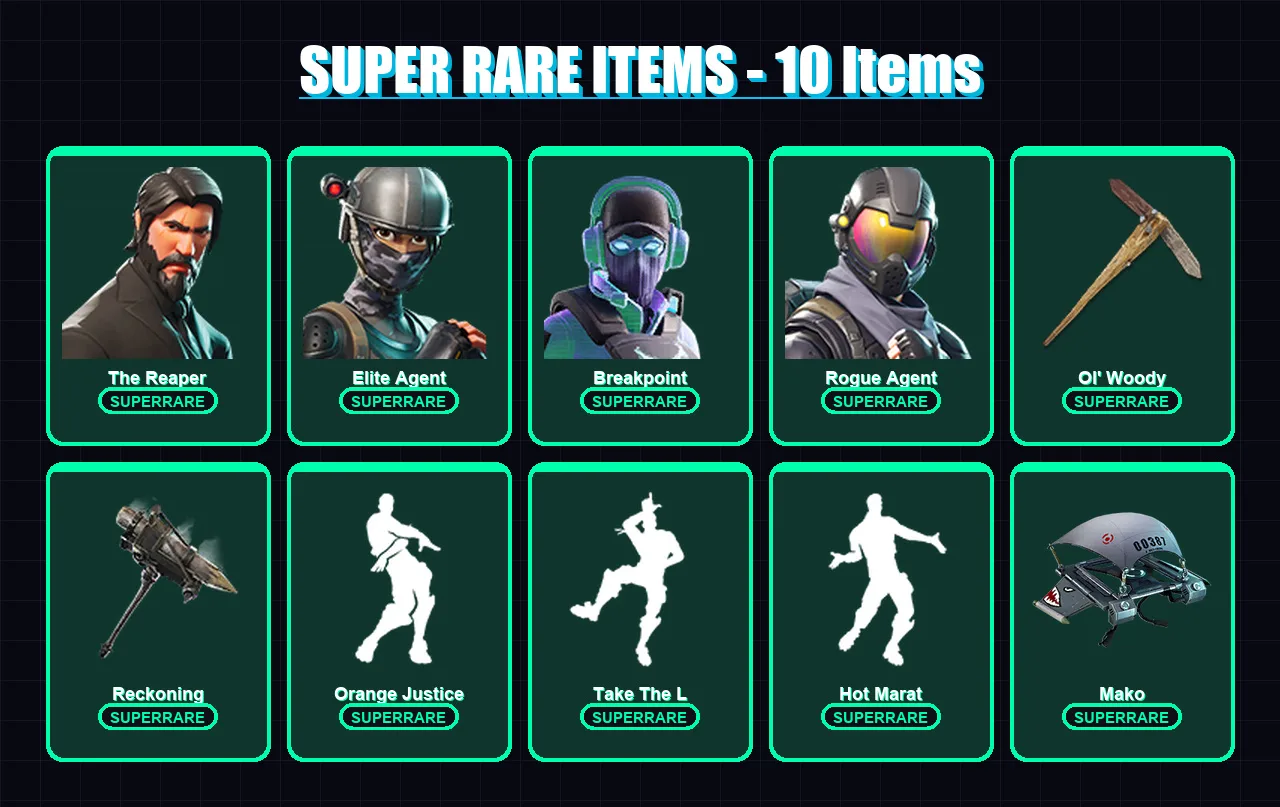 [PC] | The Reaper | Elite Agent | Breakpoint | Rogue Agent | Ronin | 132 skin | 140 pickaxe | 95 emote | 116 glider | Lv1534 — Fortnite account