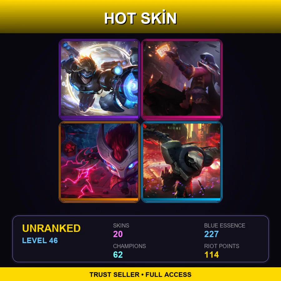 EUW | Pulsefire Ezreal | Blood Moon Twisted Fate | Blood Moon Kennen | PROJECT: Zed | 20 Skin | 62 Champ | Lv46