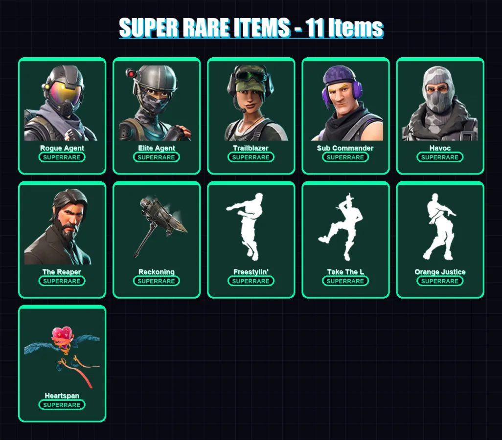 [PC/XBOX/PSN] | Rogue Agent | Elite Agent | Trailblazer | Sub Commander | Havoc | 51 skin | 38 pickaxe | 56 emote | 35 glider | Lv488