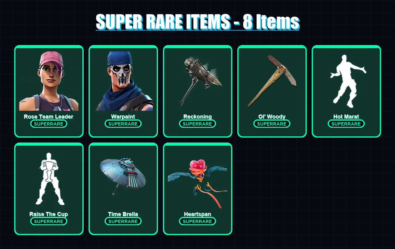 [PS4/PS5/PC] | Rose Team Leader | Warpaint | Mandalorian | Midas | Fallen Love Ranger | 138 skin | 190 pickaxe | 163 emote | 156 glider | Lv2812