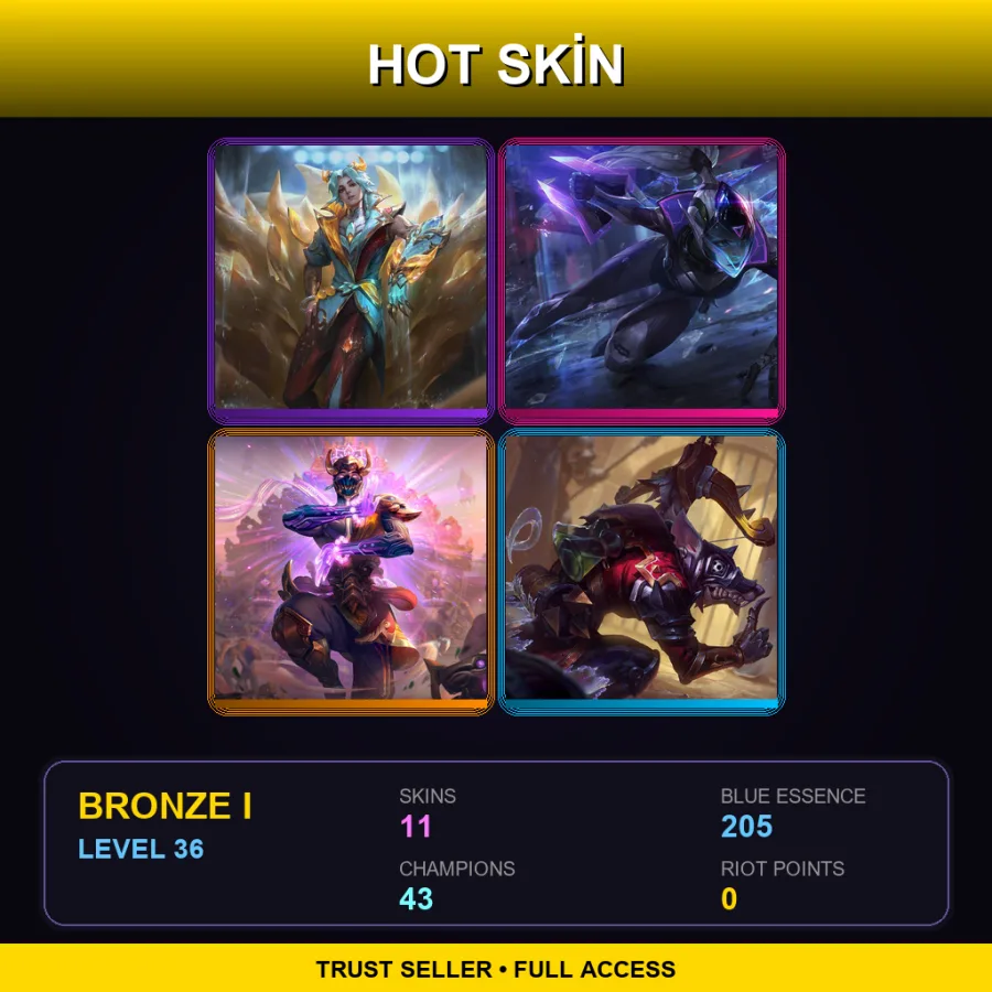 EUNE | Lv36 | Bronze I | 11 Skin | 43 Champ