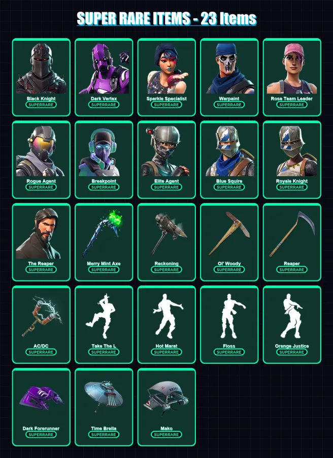 [PC/PSN] | Black Knight | Dark Vertex | Sparkle Specialist | Warpaint | Rose Team Leader | 175 skin | 169 pickaxe | 176 emote | 158 glider | Lv2586 — Fortnite account