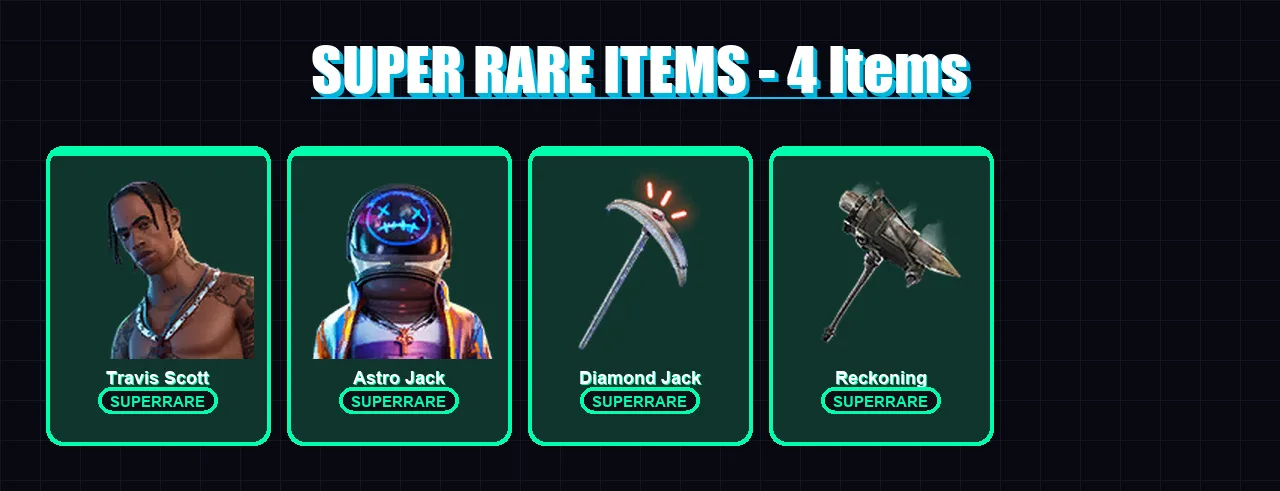[PC/XBOX/PSN] | Travis Scott | Astro Jack | Calamity | DJ Yonder | Iris | 5 skin | 7 pickaxe | 9 emote | 10 glider | Lv103