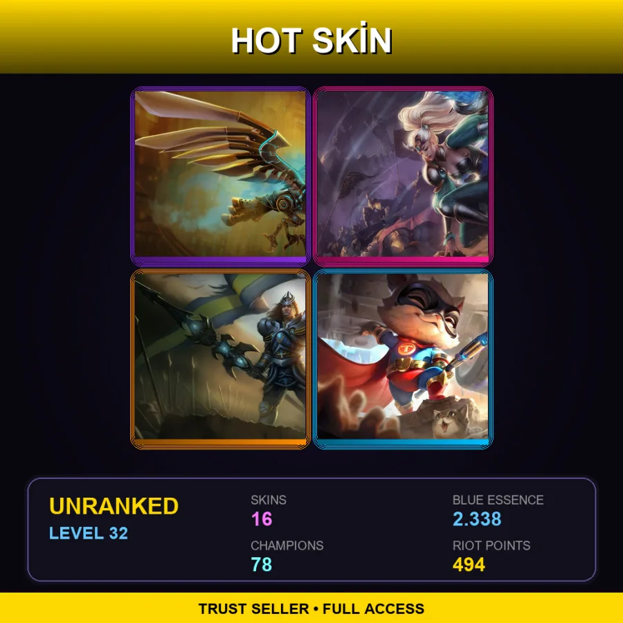 NA | Lv32 | Unranked | 16 Skin | 78 Champ
