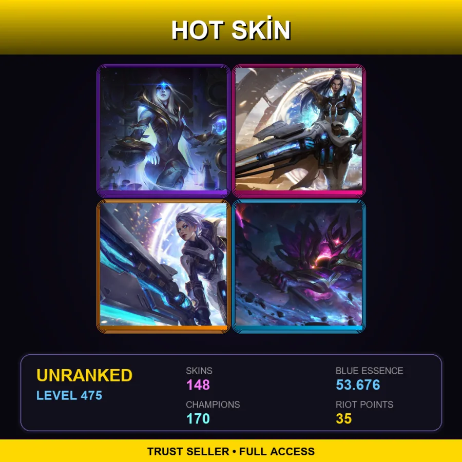 VN | Lv475 | Unranked | 148 Skin | 170 Champ