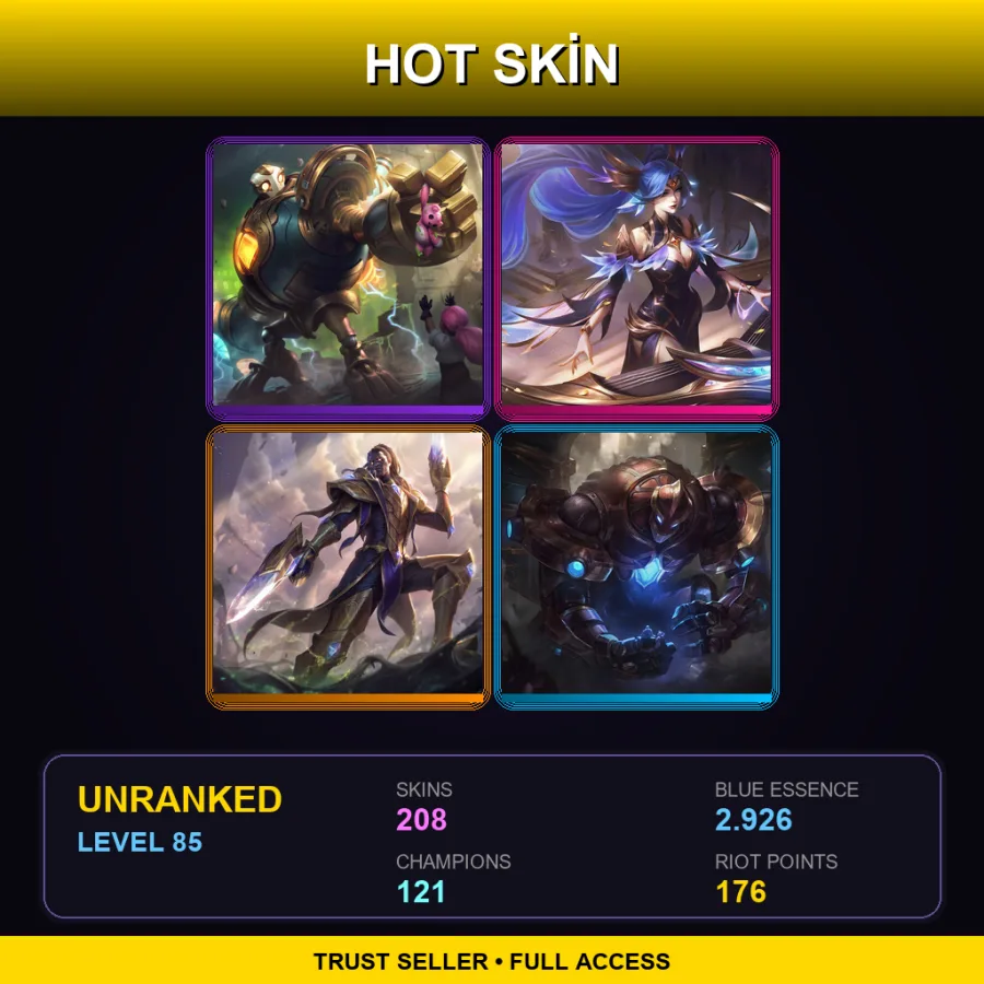 EUW | Lv85 | Unranked | 208 Skin | 121 Champ