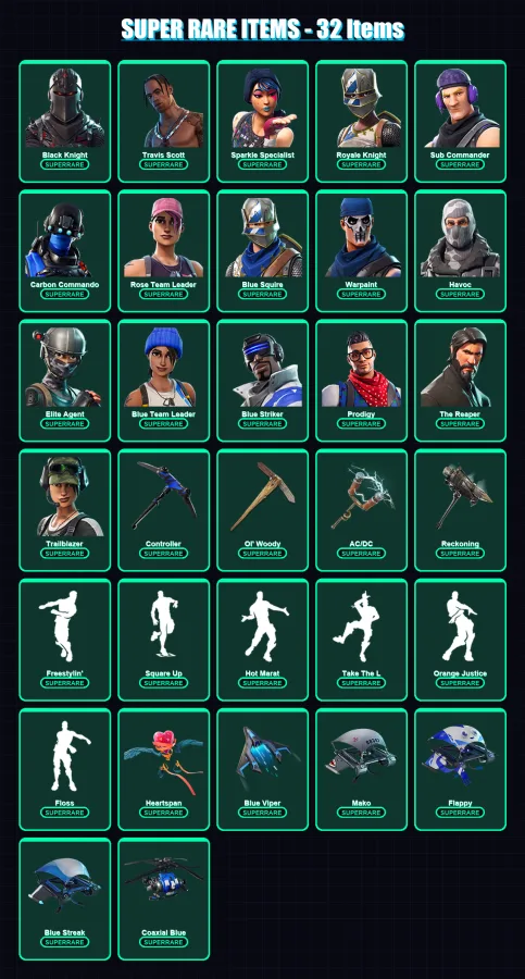 [PC/XBOX] | Black Knight | Travis Scott | Sparkle Specialist | Royale Knight | Sub Commander | 88 skin | 68 pickaxe | 78 emote | 78 glider | Lv829 — Fortnite account