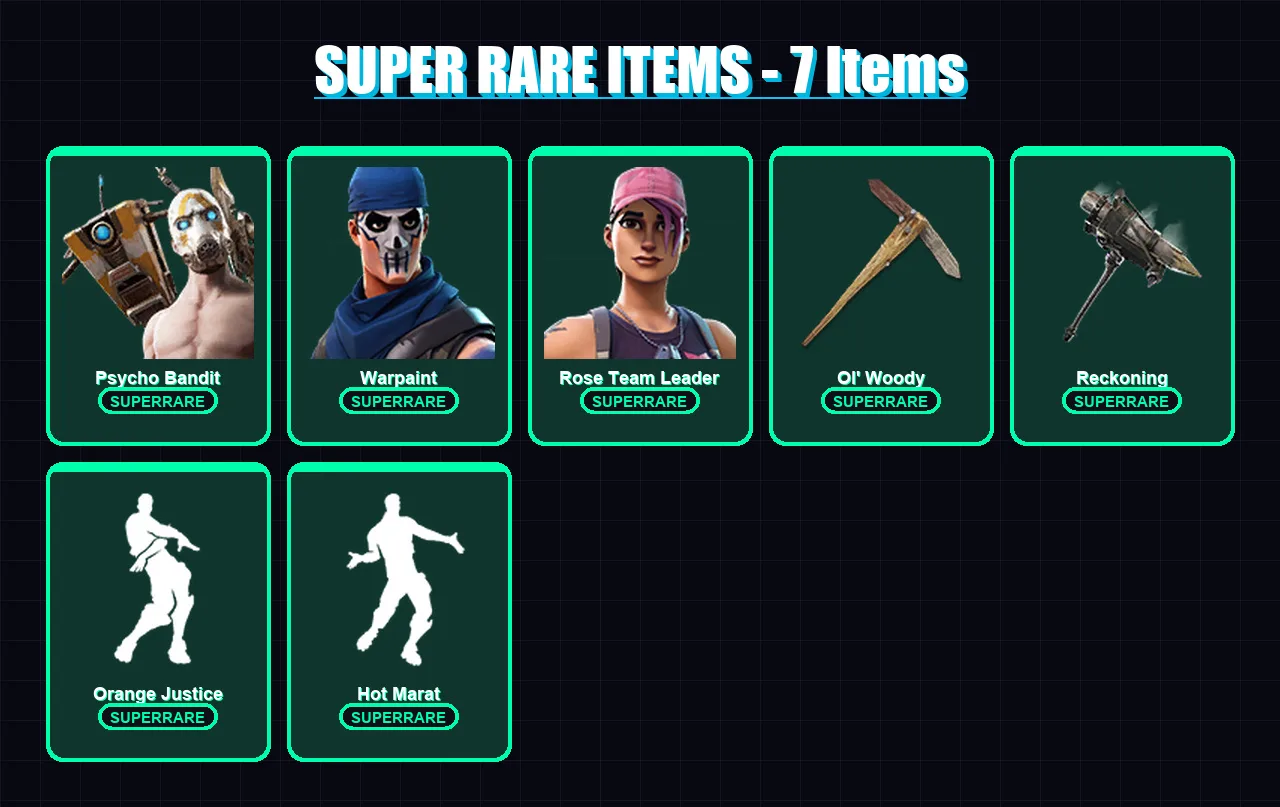 [PC] | Psycho Bandit | Warpaint | Rose Team Leader | The Cube Queen | Ronin | 217 skin | 270 pickaxe | 181 emote | 194 glider | Lv3472