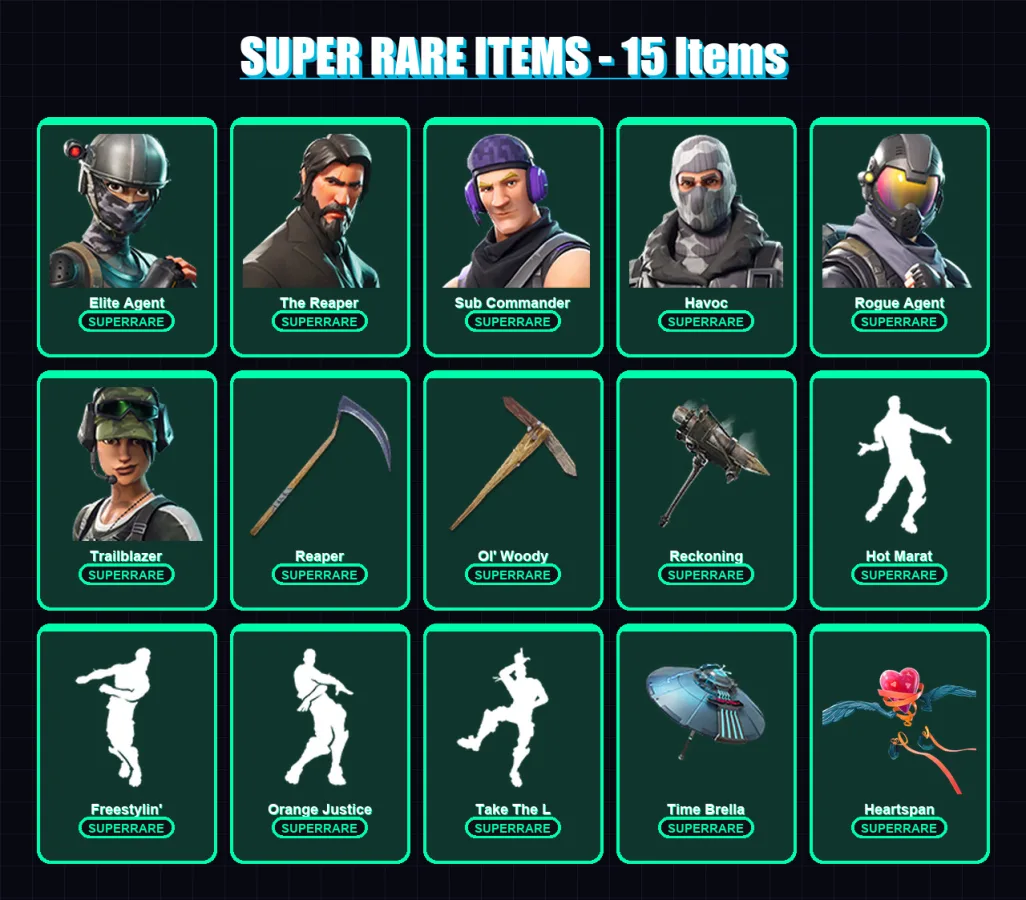[PC/PSN] | Elite Agent | The Reaper | Sub Commander | Havoc | Rogue Agent | 228 skin | 231 pickaxe | 171 emote | 152 glider | Lv1690