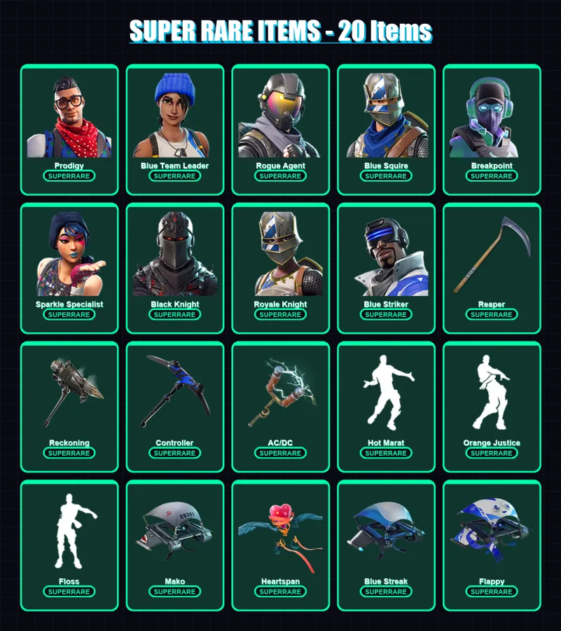 [PC/PSN] | Prodigy | Blue Team Leader | Rogue Agent | Blue Squire | Breakpoint | 101 skin | 103 pickaxe | 95 emote | 102 glider | Lv1373