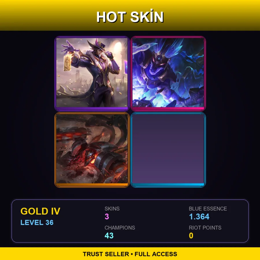 EUW | Lv36 | Gold IV | 3 Skin | 43 Champ