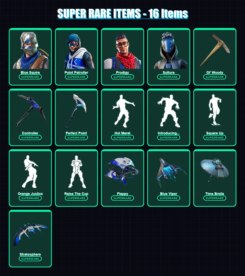 [PC/XBOX] | Blue Squire | Point Patroller | Prodigy | Sultura | Leviathan | 144 skin | 195 pickaxe | 178 emote | 169 glider | Lv3053
