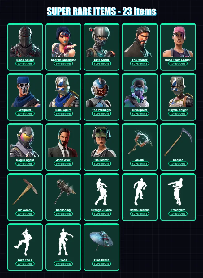 [PC/XBOX] | Black Knight | Sparkle Specialist | Elite Agent | The Reaper | Rose Team Leader | 222 skin | 133 pickaxe | 111 emote | 85 glider | Lv108