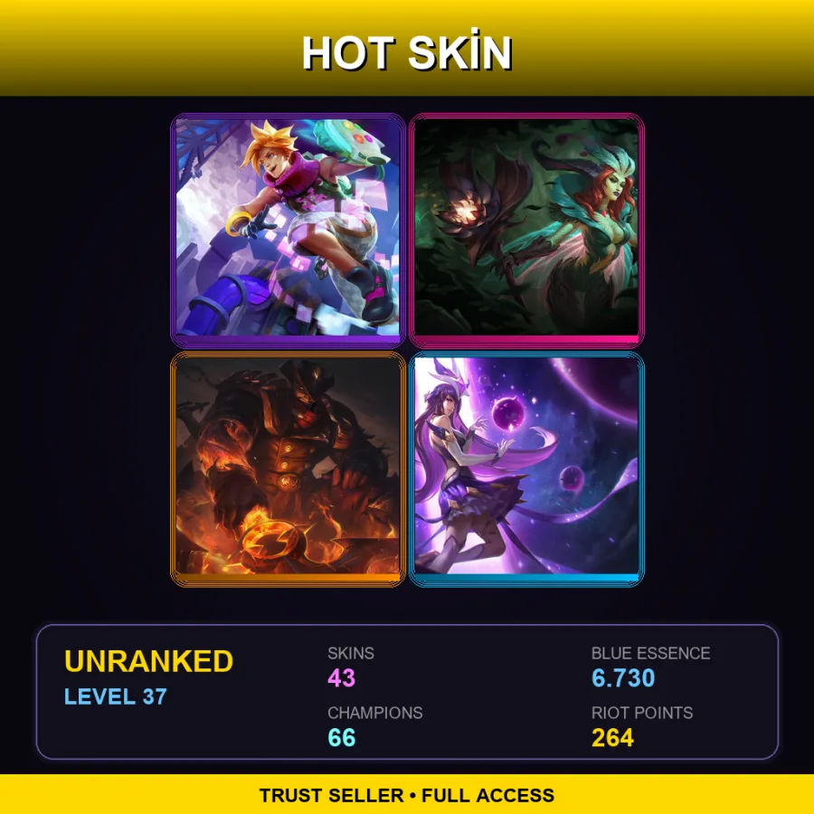 EUW | Lv37 | Unranked | 43 Skin | 66 Champ — LoL account