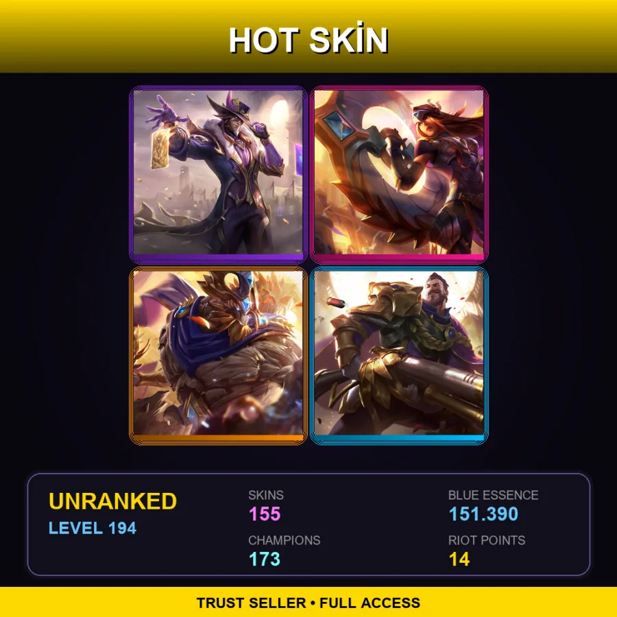 VN | Lv194 | Unranked | 155 Skin | 173 Champ