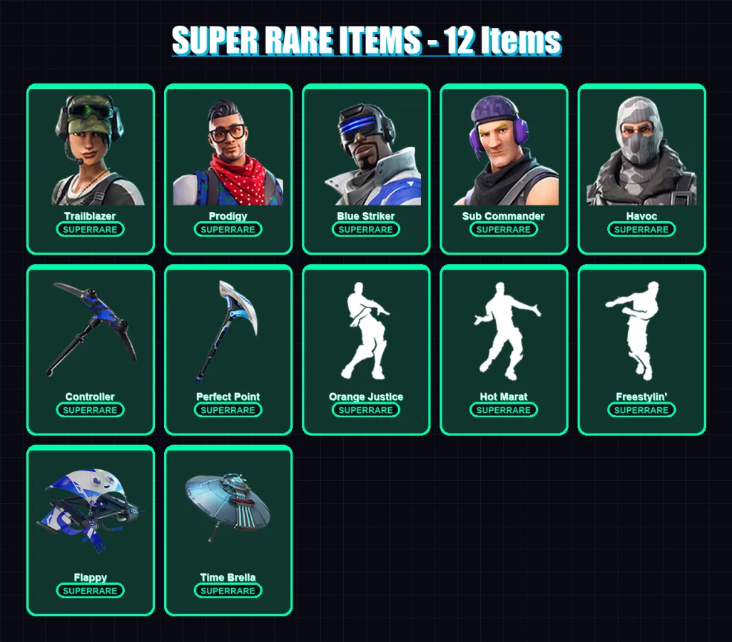 [PC/XBOX] | Trailblazer | Prodigy | Blue Striker | Sub Commander | Havoc | 26 skin | 40 pickaxe | 41 emote | 44 glider | Lv794