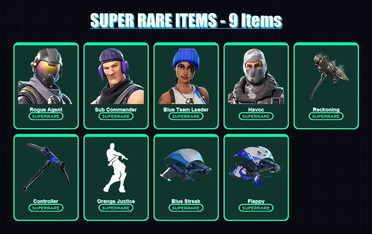 [PC/XBOX/PSN] | Rogue Agent | Sub Commander | Blue Team Leader | Havoc | Carbide | 9 skin | 5 pickaxe | 8 emote | 8 glider | Lv87
