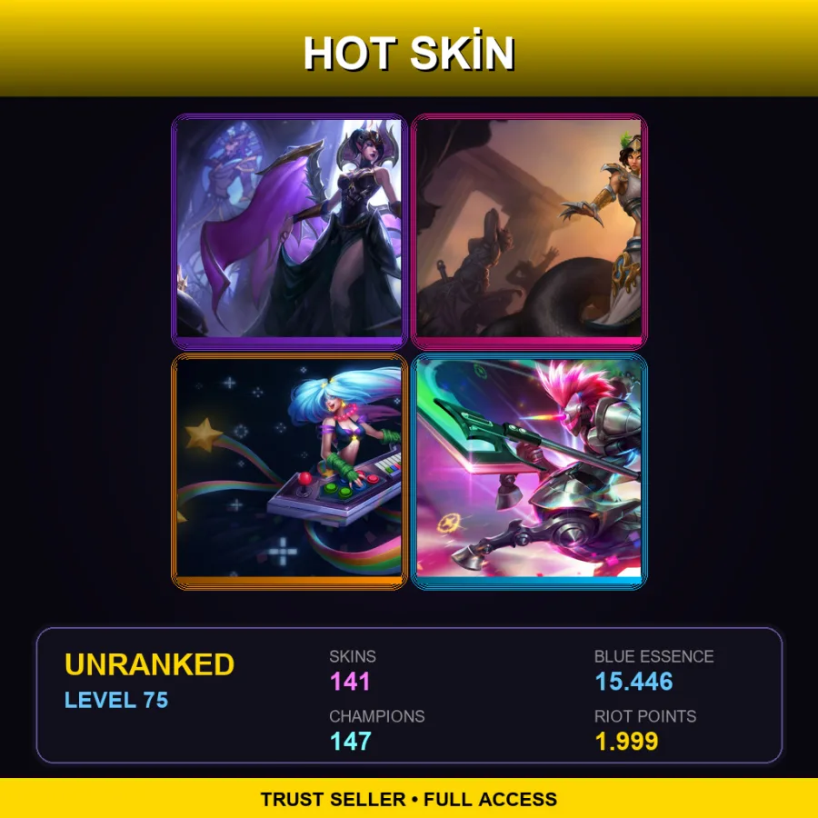 EUW | Lv75 | Unranked | 141 Skin | 147 Champ