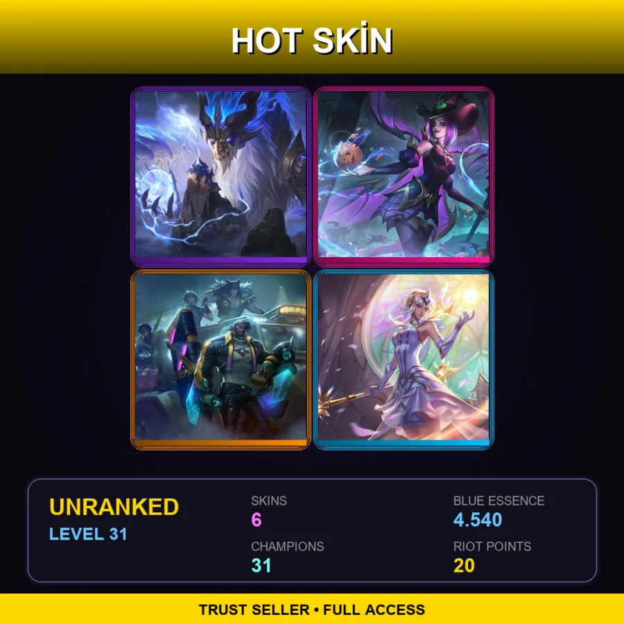 EUW | Lv31 | Unranked | 6 Skin | 31 Champ