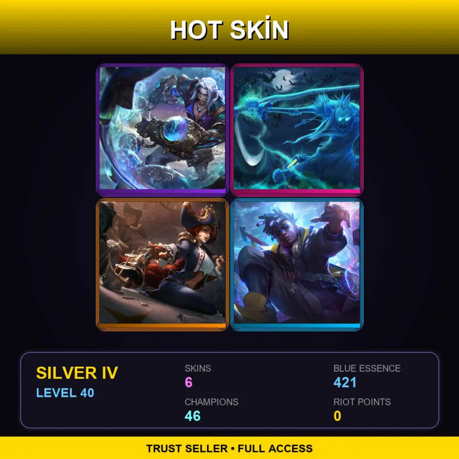 LAS | Lv40 | Silver IV | 6 Skin | 46 Champ — LoL account