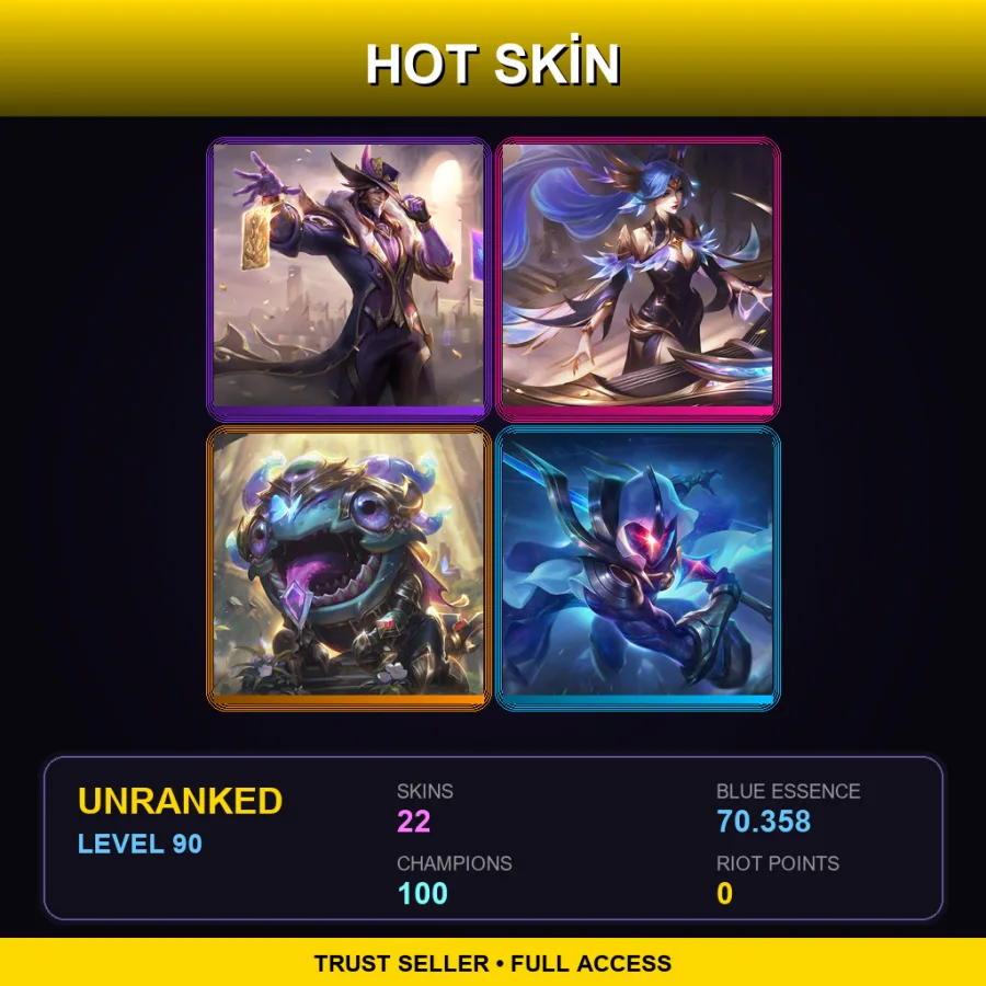 VN | Lv90 | Unranked | 22 Skin | 100 Champ