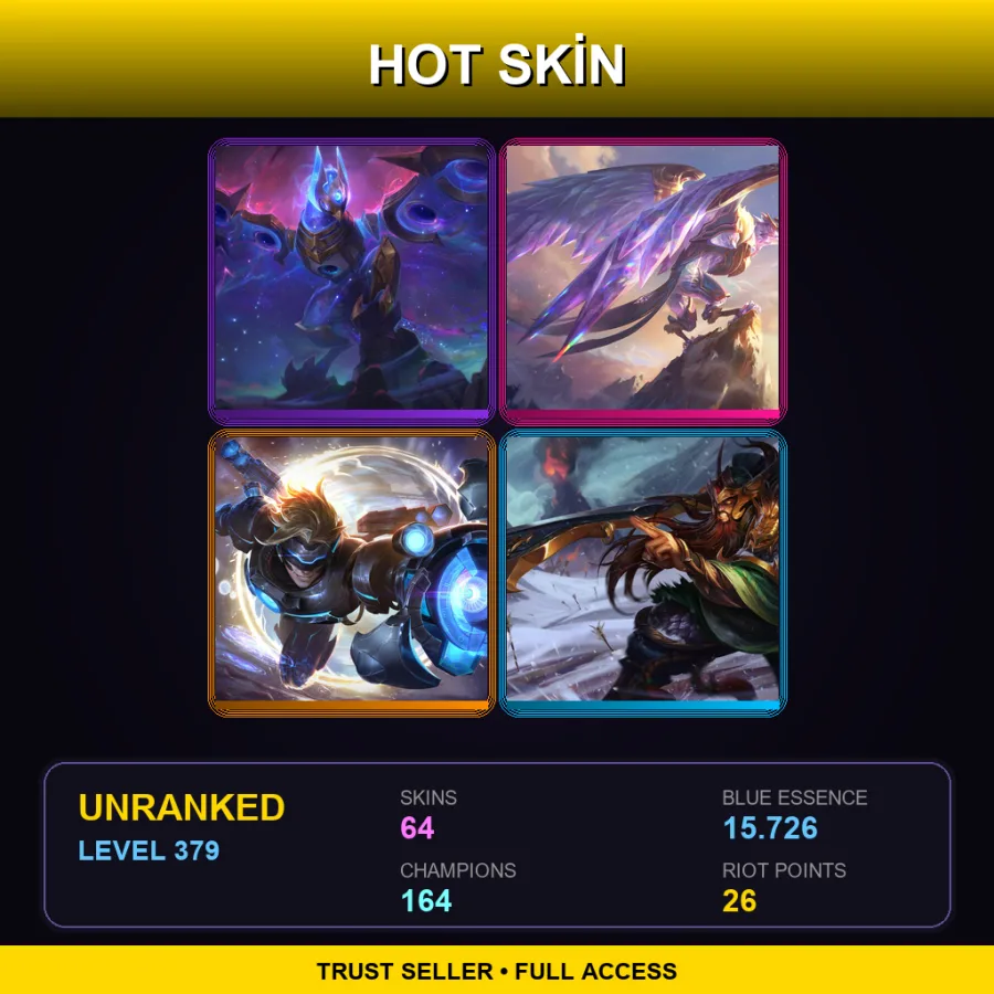 LAN | Lv379 | Unranked | 64 Skin | 164 Champ