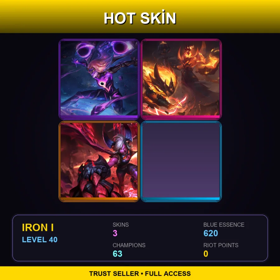 EUNE | Lv40 | Iron I | 3 Skin | 63 Champ