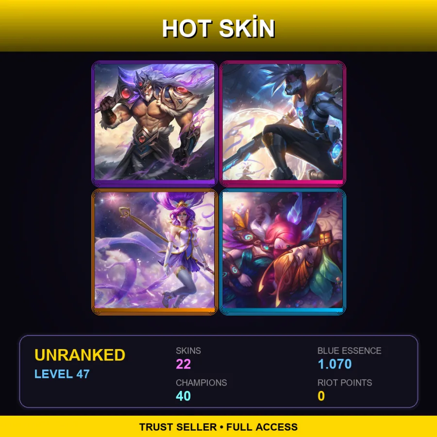EUW | Lv47 | Unranked | 22 Skin | 40 Champ