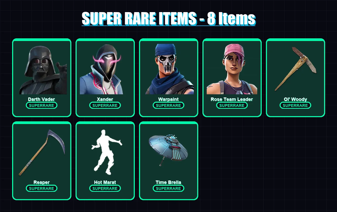 [PC/XBOX/PSN] | Darth Vader | Xander | Warpaint | Rose Team Leader | Kado Thorne | 363 skin | 407 pickaxe | 278 emote | 269 glider | Lv3787