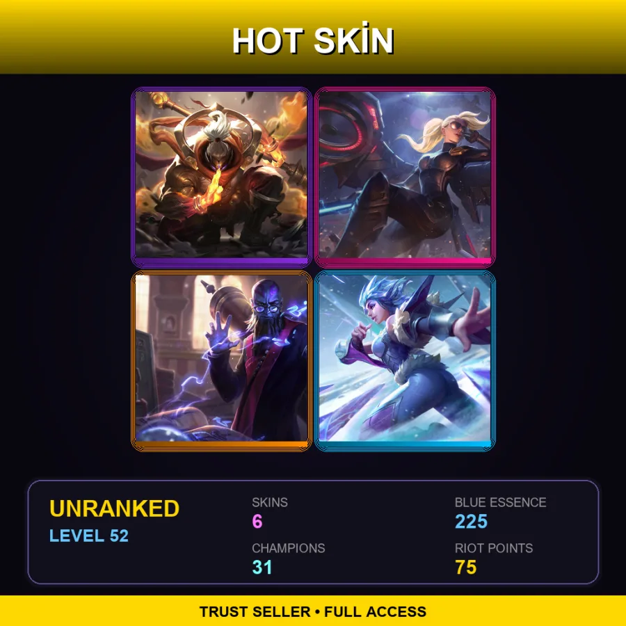 BR | Lv52 | Unranked | 6 Skin | 31 Champ — LoL account