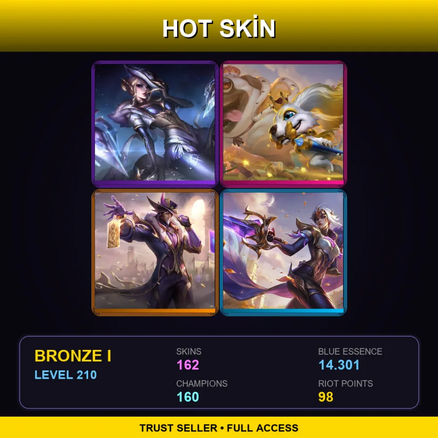 EUW | Lv210 | Bronze I | 162 Skin | 160 Champ