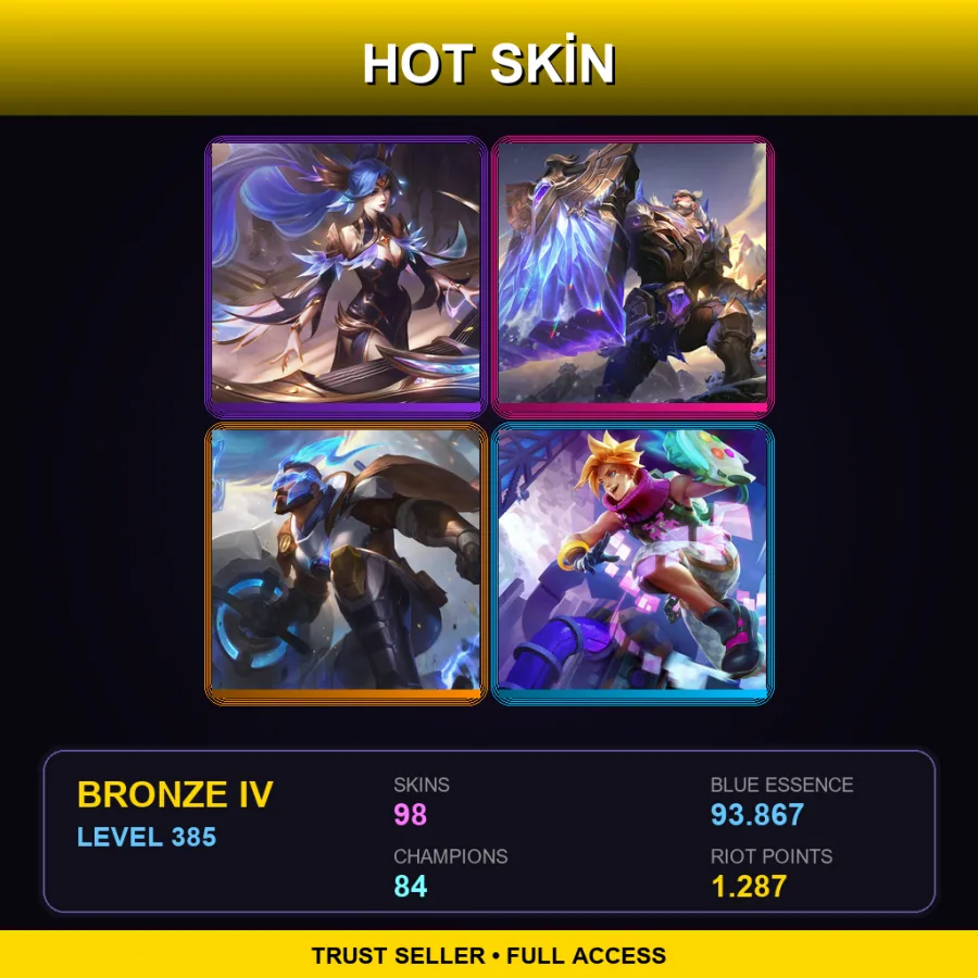 EUW | Lv385 | Bronze IV | 98 Skin | 84 Champ