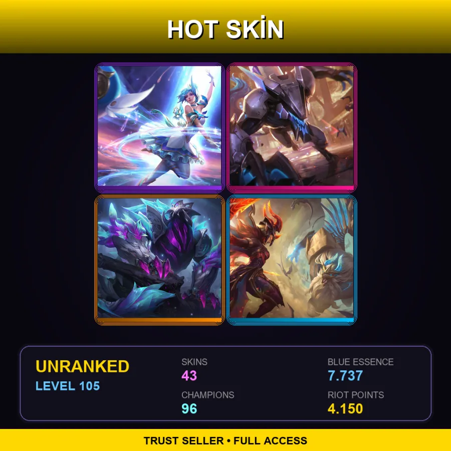 NA | Lv105 | Unranked | 43 Skin | 96 Champ