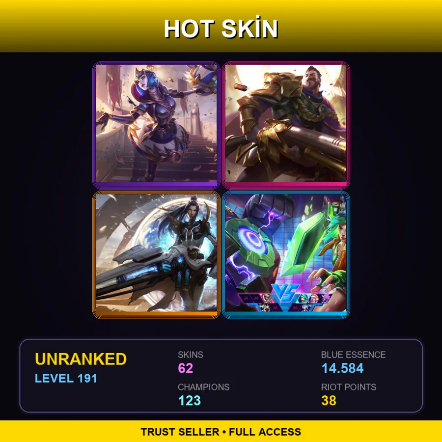 BR | Lv191 | Unranked | 62 Skin | 123 Champ — LoL account