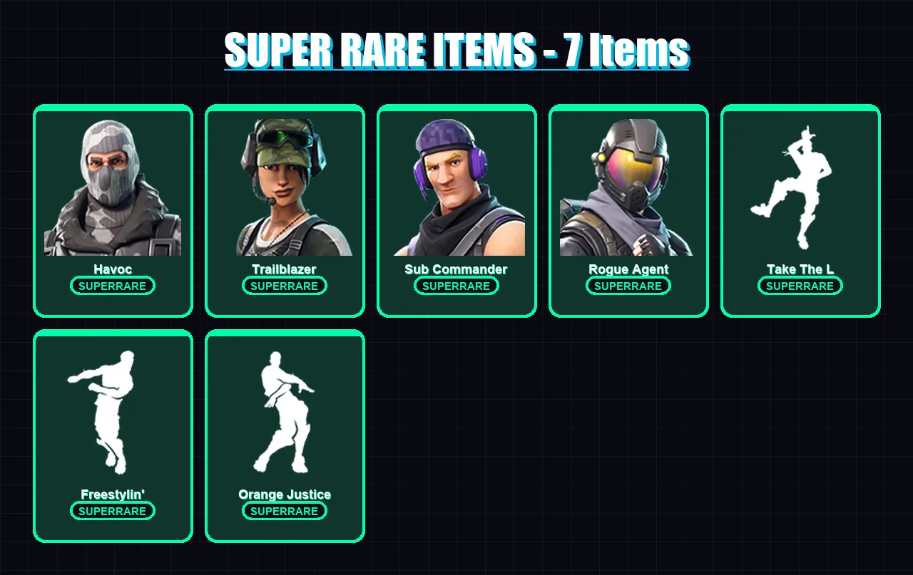 [PC/XBOX/PSN] | Havoc | Trailblazer | Sub Commander | Rogue Agent | Carbide | 9 skin | 5 pickaxe | 9 emote | 7 glider | Lv93