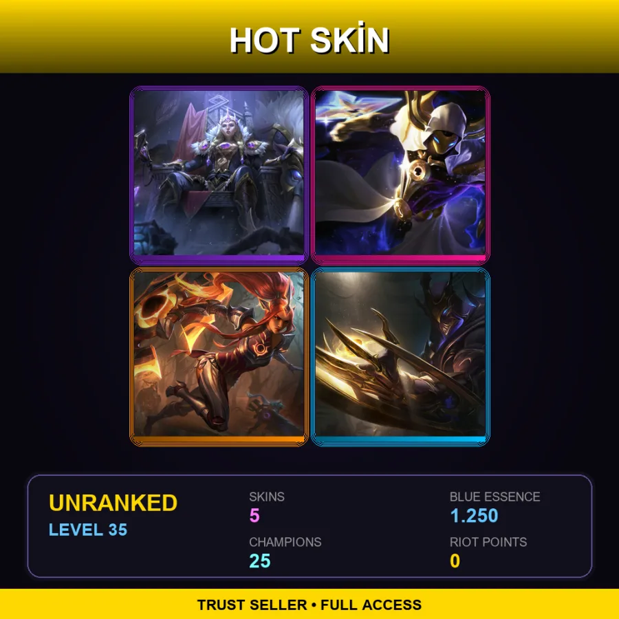TR | Lv35 | Unranked | 5 Skin | 25 Champ — LoL account