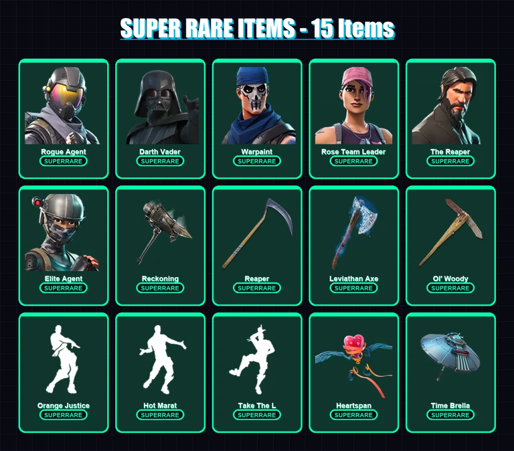 [PC/PSN] | Rogue Agent | Darth Vader | Warpaint | Rose Team Leader | The Reaper | 193 skin | 164 pickaxe | 178 emote | 157 glider | Lv2173