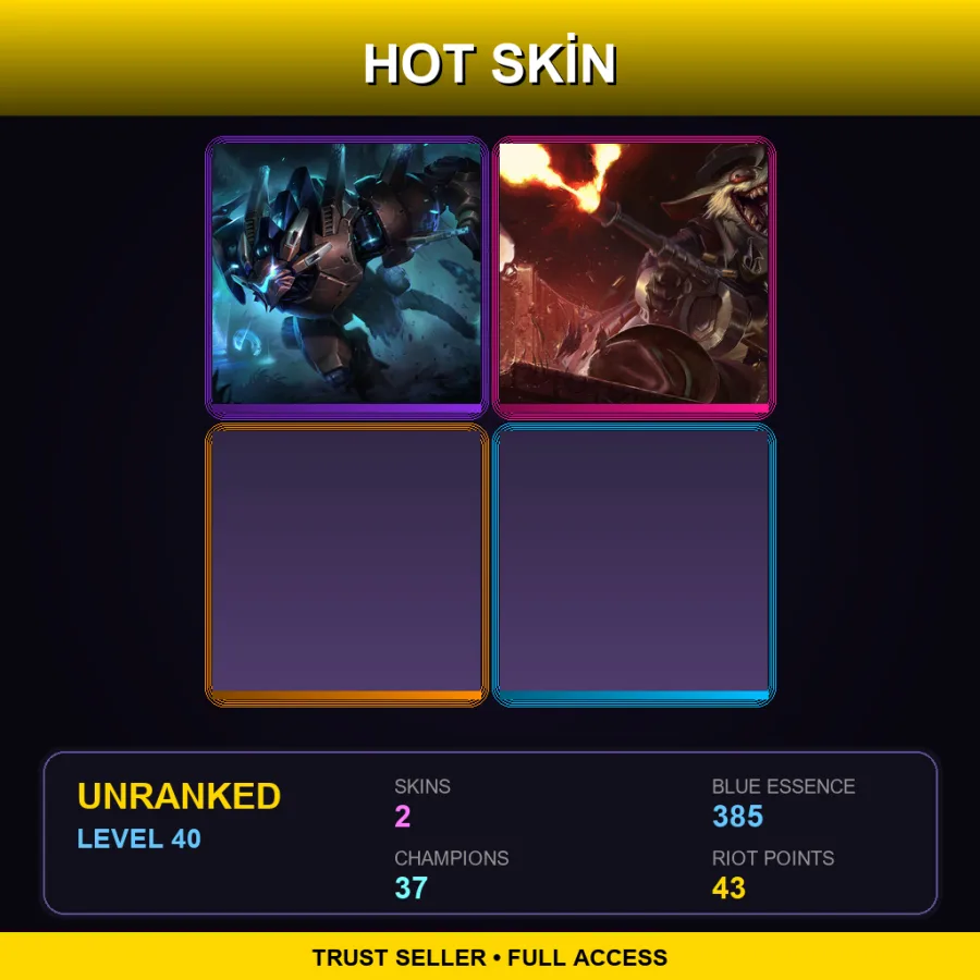 EUNE | Lv40 | Unranked | 2 Skin | 37 Champ