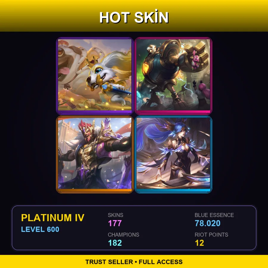 LAS | Lv600 | Platinum IV | 177 Skin | 182 Champ