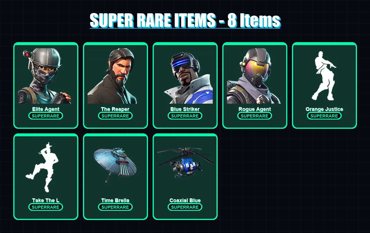 [PS4/PS5/XBOX/PC] | Elite Agent | The Reaper | Blue Striker | Rogue Agent | Zenith | 81 skin | 54 pickaxe | 64 emote | 56 glider | Lv575