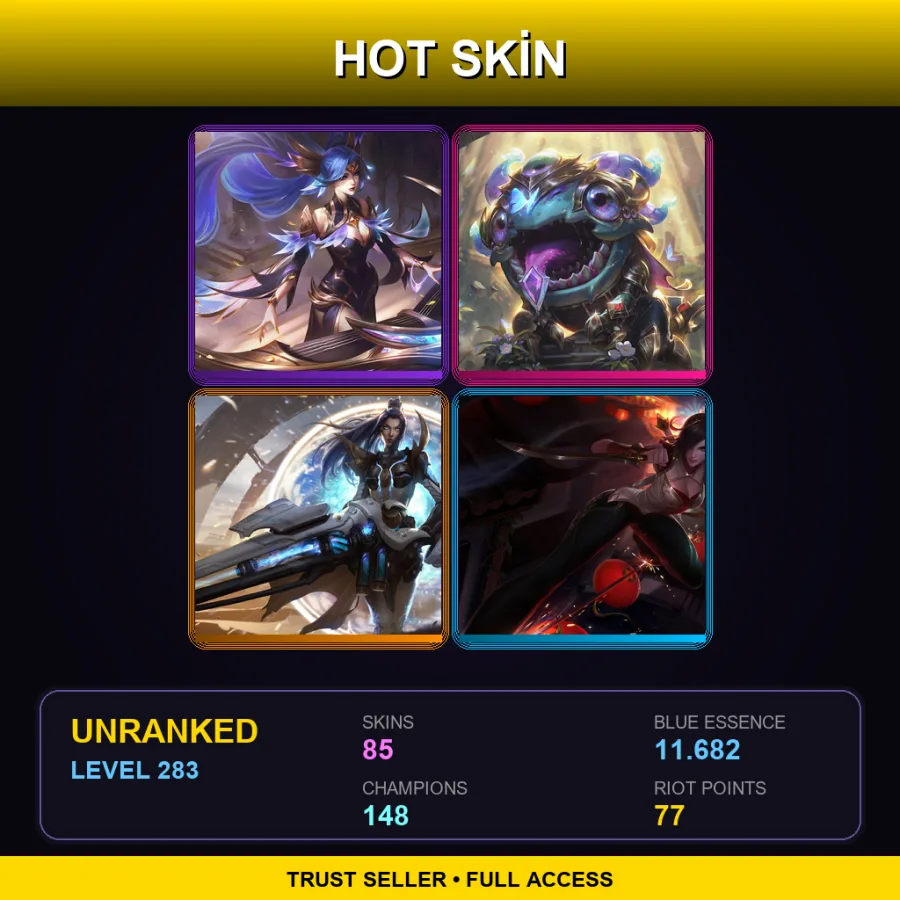 EUW | Lv283 | Unranked | 85 Skin | 148 Champ