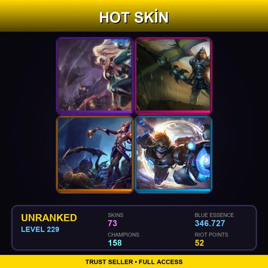 TW | Lv229 | Unranked | 73 Skin | 158 Champ — LoL account